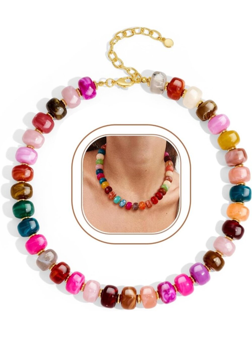 Vibrant Chunky Beaded Choker Necklace for Women | Statement Jewelry Gift